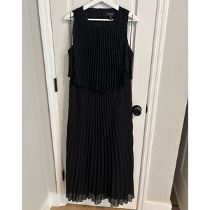 Pleated Floor Length Slit in Back Dress